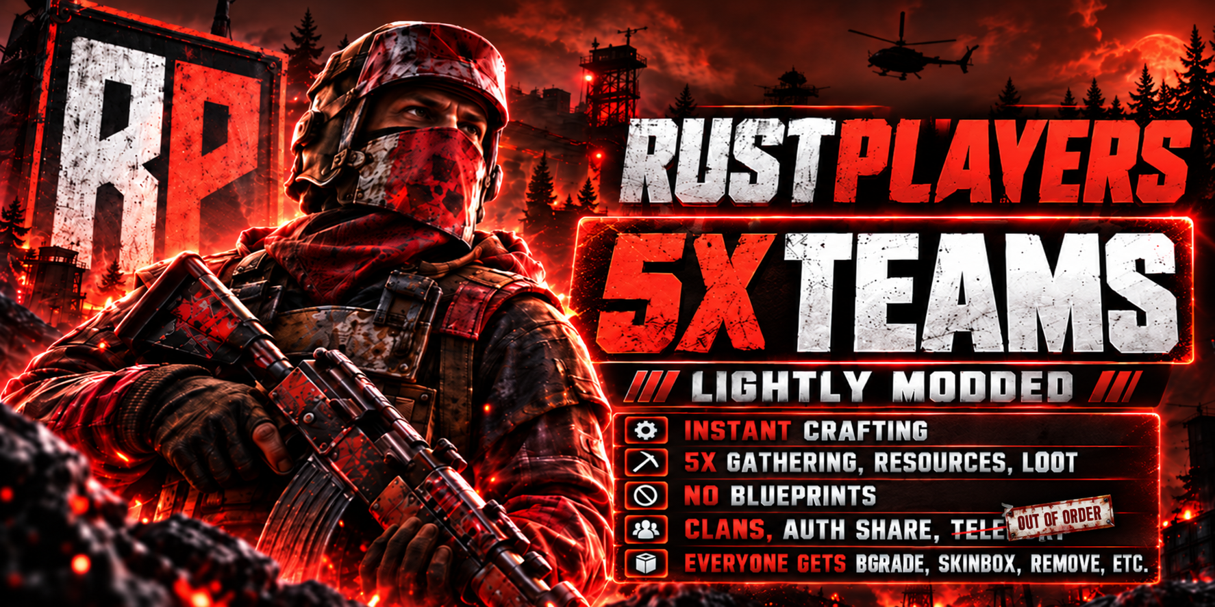 EU RUSTPLAYERS 5X TEAMS - WHITELIST WIPED 25/10 image